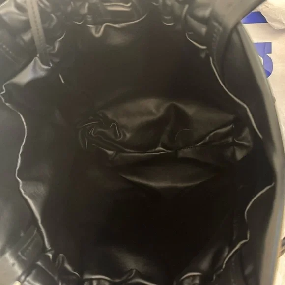 NWT PROENZA SCHOULER Black Leather Drawstring Tote Bag With Detachable Zip Pouch - Picture 14 of 16